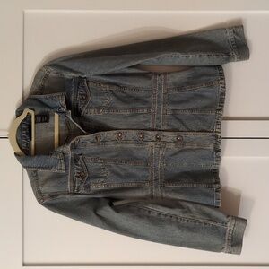 Vintage DKNY | Women's Size XL Jean Jacket | Y2K Mid Blue Peplum Denim